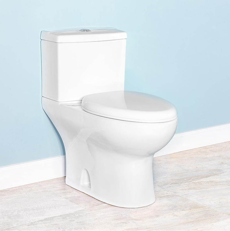 Winfield Products Skirted Elongated Two-Piece Toilet 12'' Rough-In TB32549 Bowl and TK32549D Tank All-in-One Set Top Push Button w/ Slow Close Seat/Wax Ring/Bolt Set