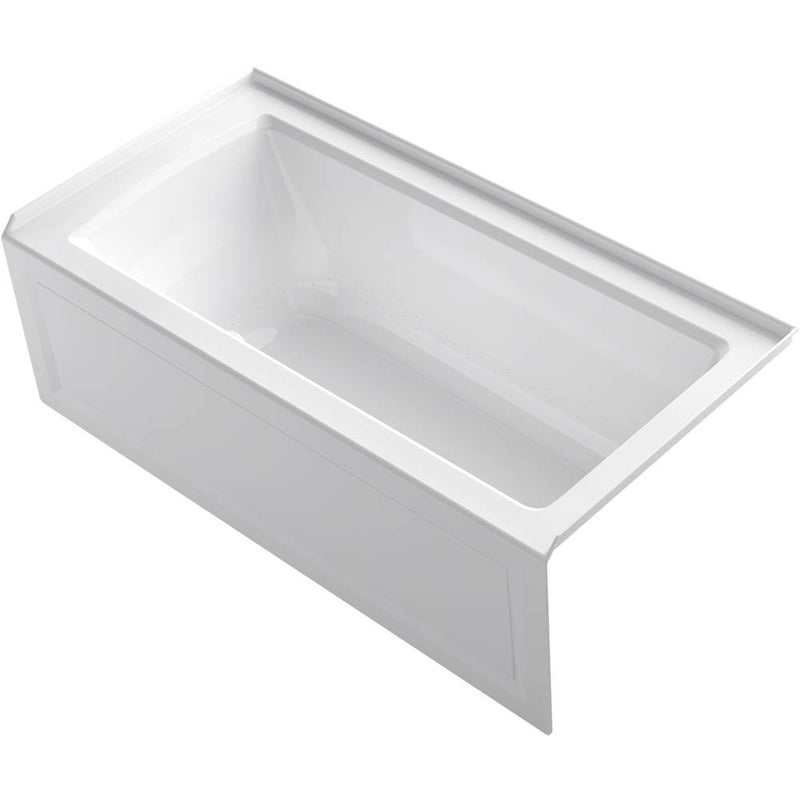 Kohler Archer® 60'' x 30'' integral apron Heated BubbleMassage™ air bath with right-hand drain