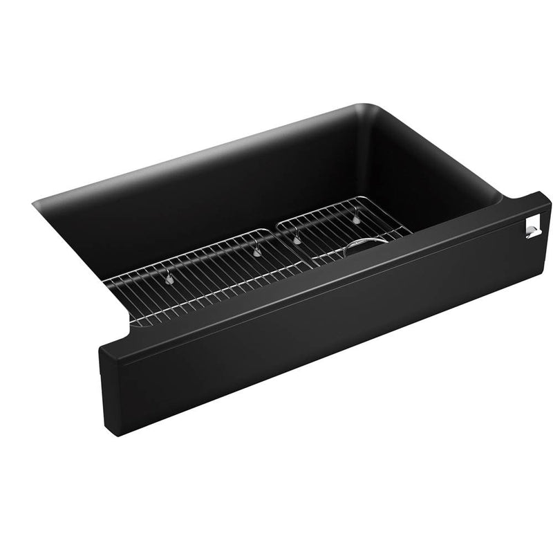 Kohler Cairn® Undermount single-bowl farmhouse kitchen sink with short apron