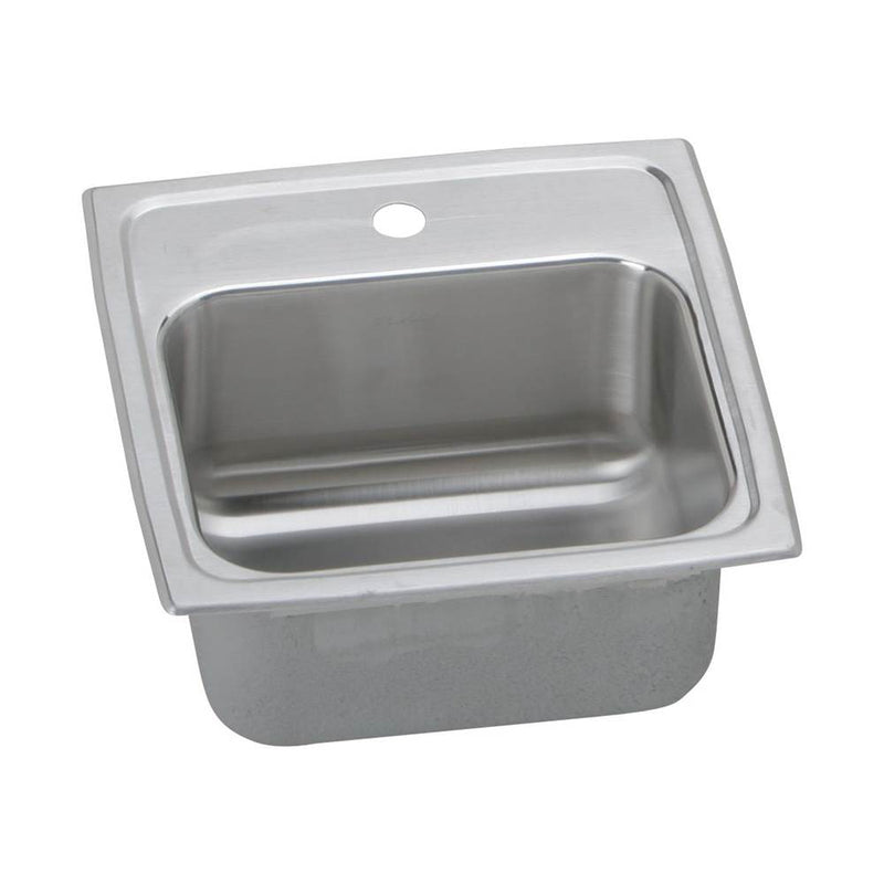Elkay Lustertone Classic Stainless Steel 15'' x 15'' x 6-1/8'', 1-Hole Single Bowl Drop-in Bar Sink