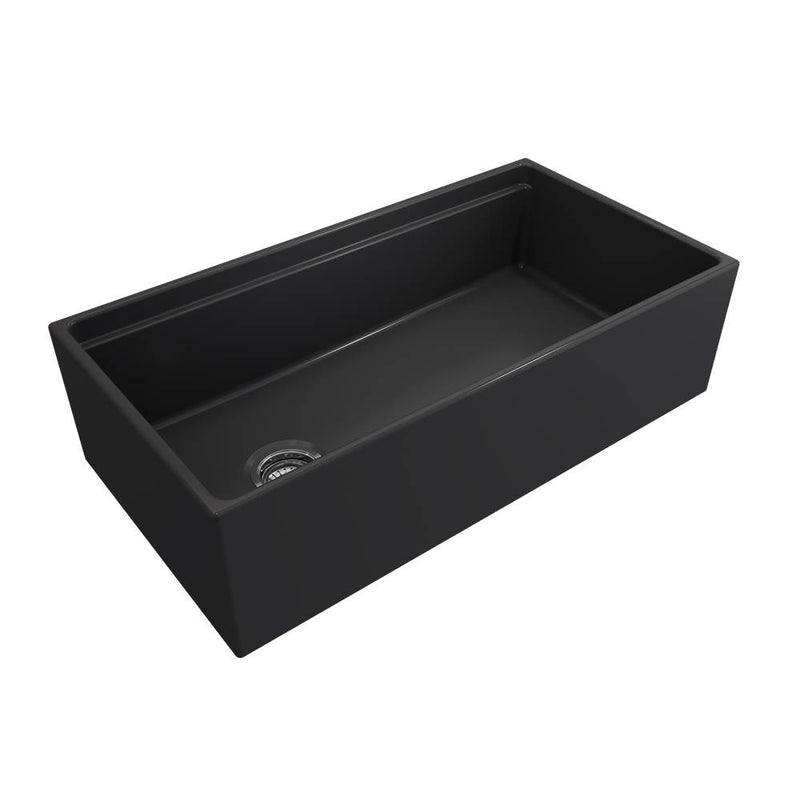 BOCCHI Contempo Step-Rim Apron Front Fireclay 36 in. Single Bowl Kitchen Sink with Integrated Work Station & Accessories