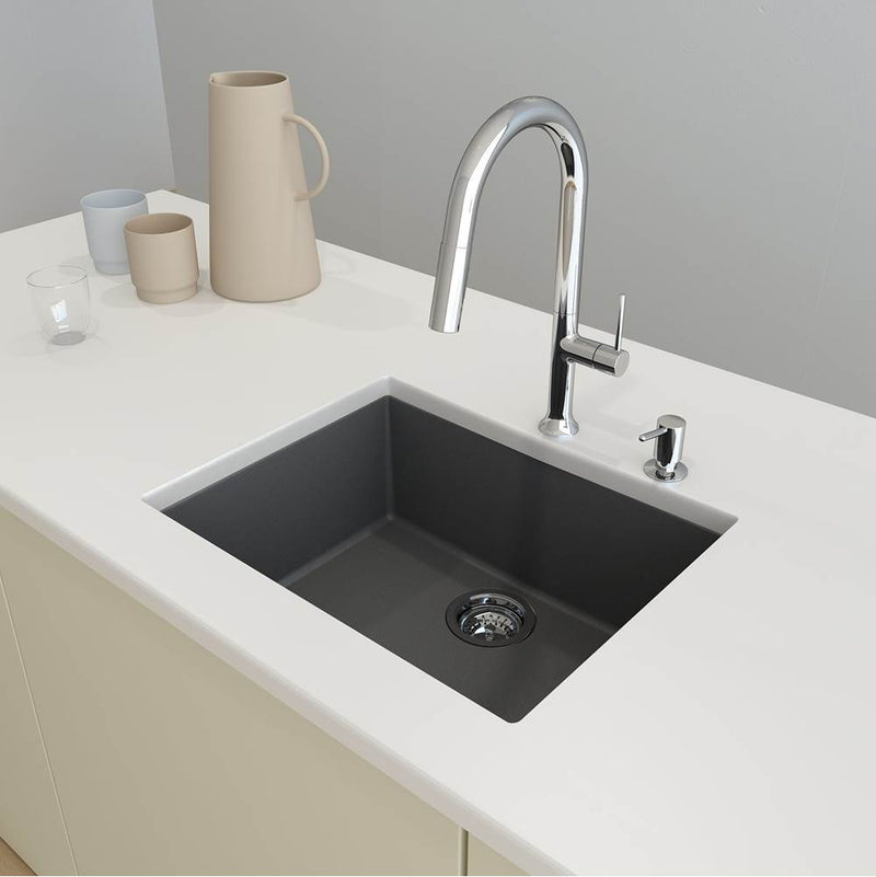 BOCCHI Campino Uno Dual Mount Granite Composite 24 in. Single Bowl Kitchen Sink with Strainer