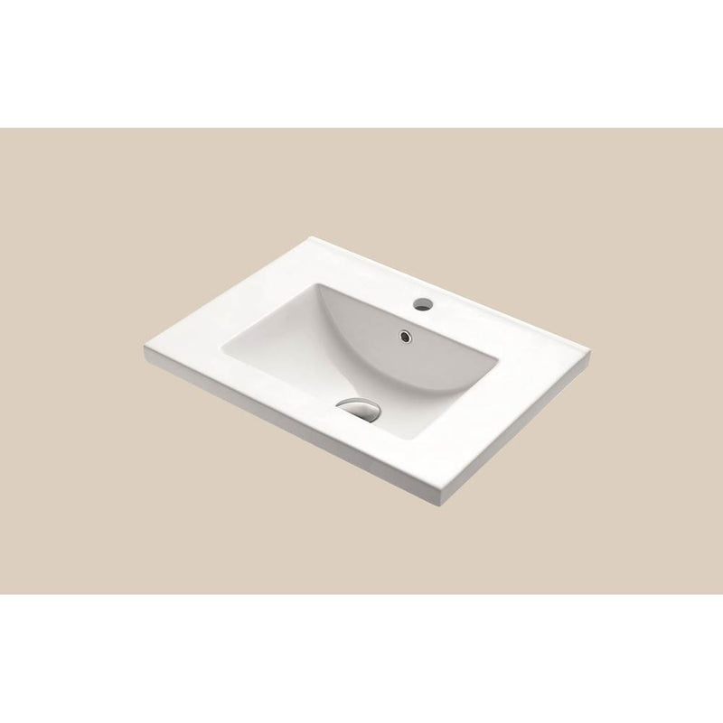 Madeli Ceramic Basin. Semi-Recessed , Rectangular. White, 8'' Widespread. W/Overflow, 24'' X 18-1/8'' X 1-1/2''