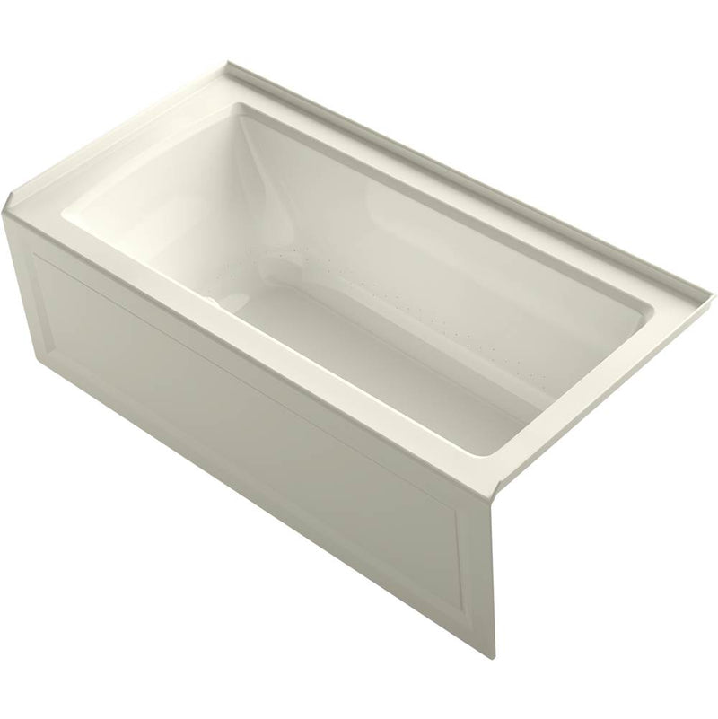 Kohler Archer® 60'' x 30'' alcove Heated BubbleMassage™ air bath with Bask® heated surface and right-hand drain
