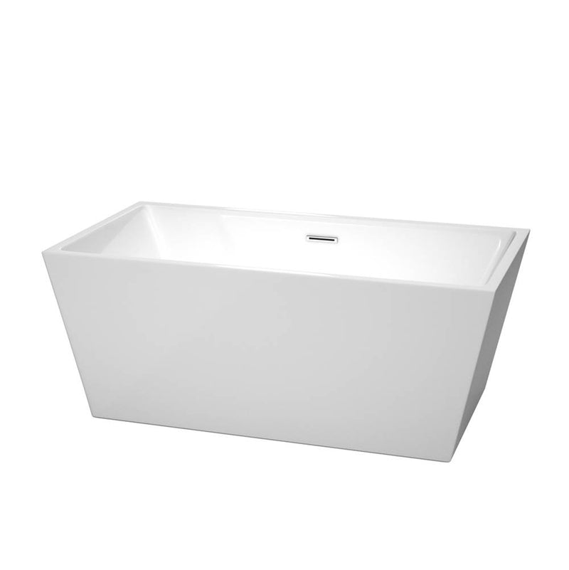 Wyndham Collection Sara 59 Inch Freestanding Bathtub in Drain and Overflow Trim