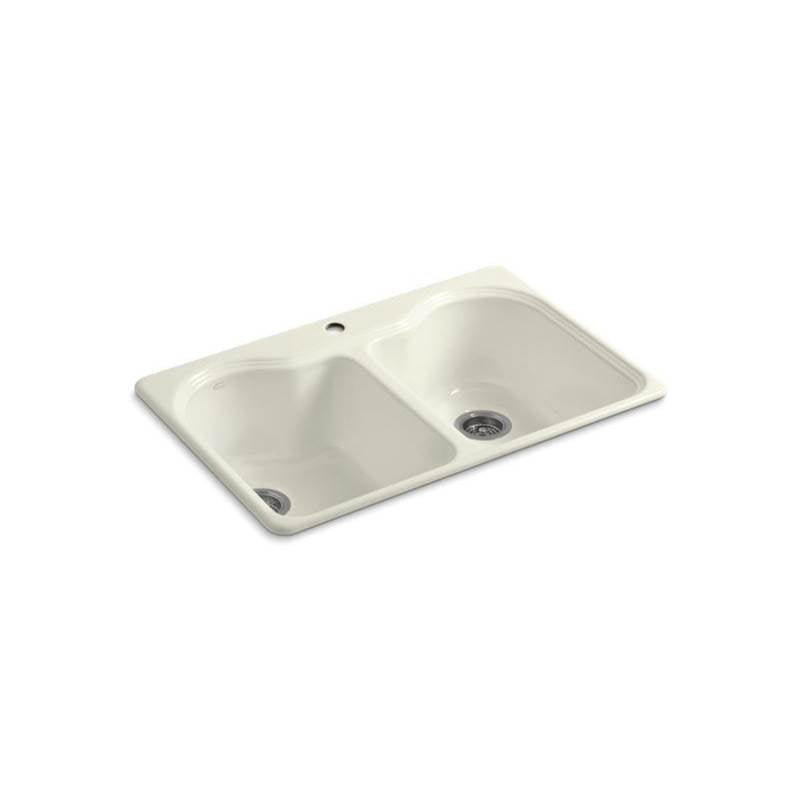 Kohler Hartland® 33'' x 22'' x 9-5/8'' top-mount double-equal kitchen sink with single faucet hole