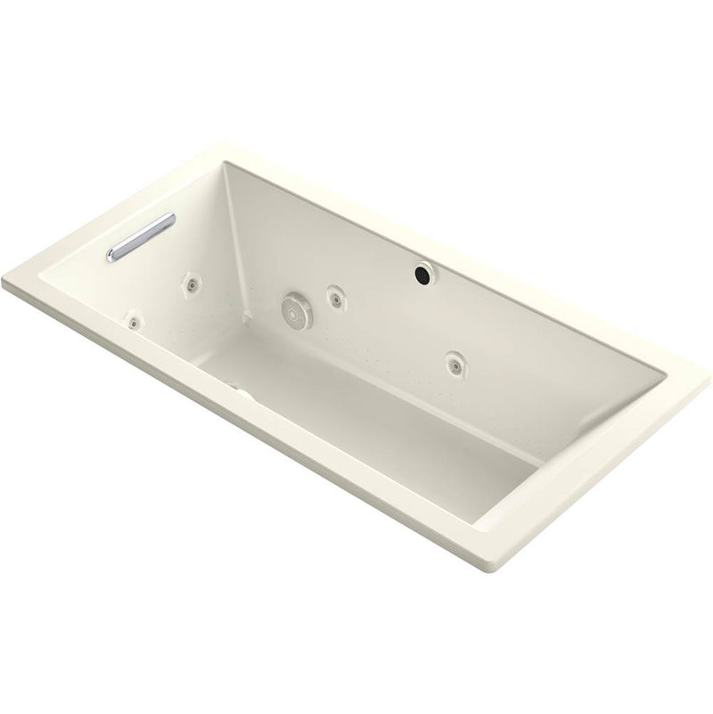 Kohler Underscore® Rectangle 60'' x 30'' Heated BubbleMassage™ air bath with whirlpool, end drain