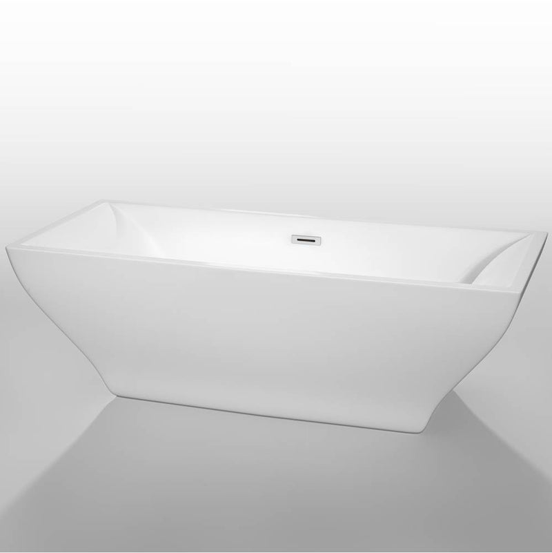Wyndham Collection Maryam 71 Inch Freestanding Bathtub in Drain and Overflow Trim