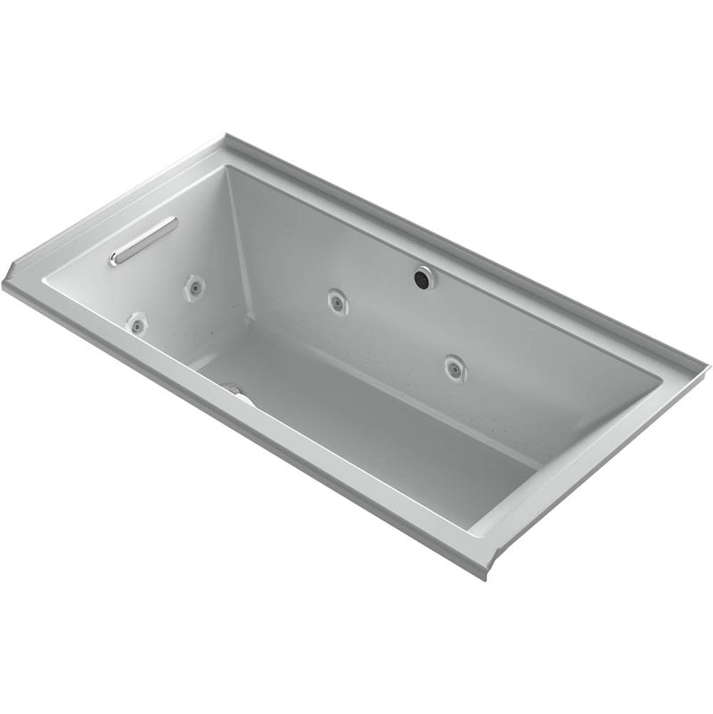 Kohler Underscore® Rectangle 60'' x 30'' Heated BubbleMassage™ air bath with whirlpool, alcove, left drain