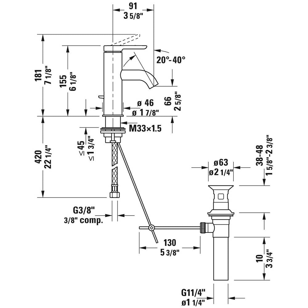 C.1 Single Lever Washbasin Faucet Chrome