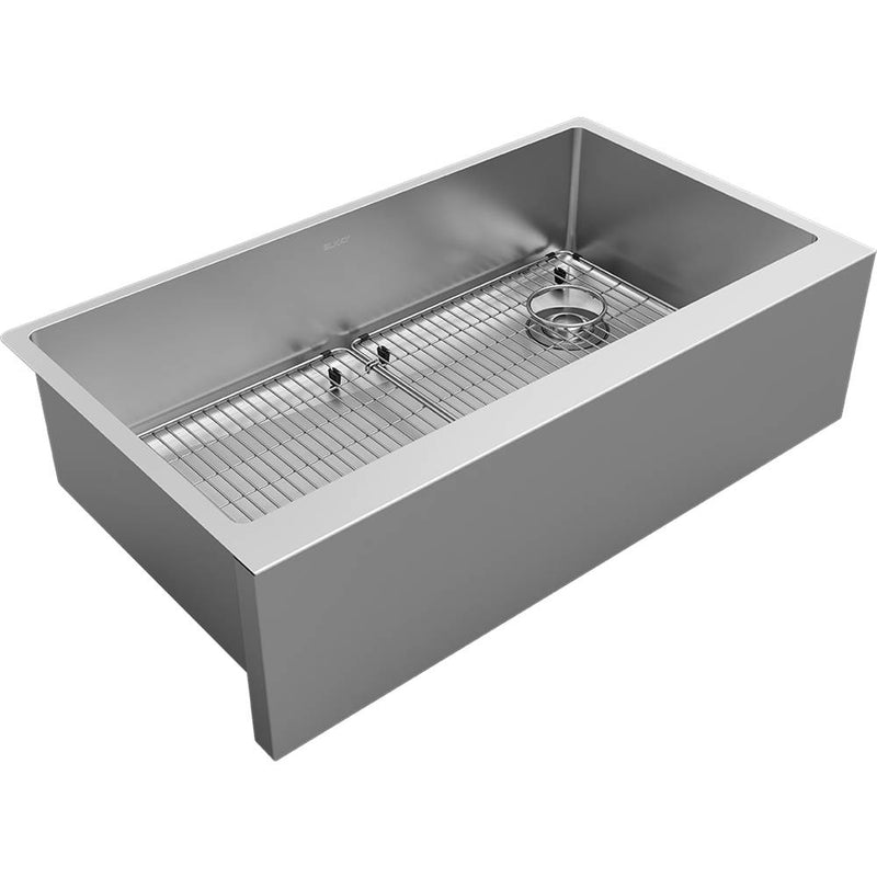 Elkay Crosstown 16 Gauge Stainless Steel 35-7/8'' x 20-1/4'' x 9'' Single Bowl Tall Farmhouse Sink Kit