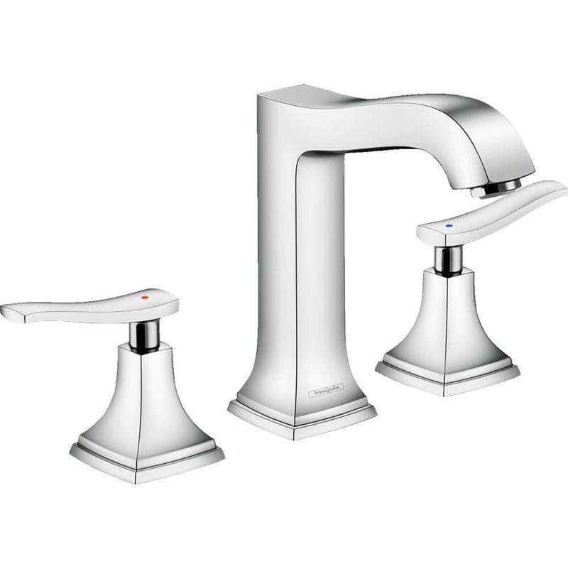 Hansgrohe Metropol Classic Widespread Faucet 160 with Lever Handles and Pop-Up Drain, 1.2 GPM