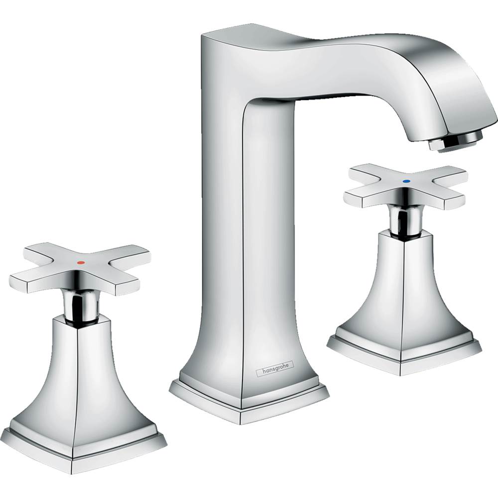 Hansgrohe Metropol Classic Widespread Faucet 160 with Cross Handles and Pop-Up Drain, 1.2 GPM