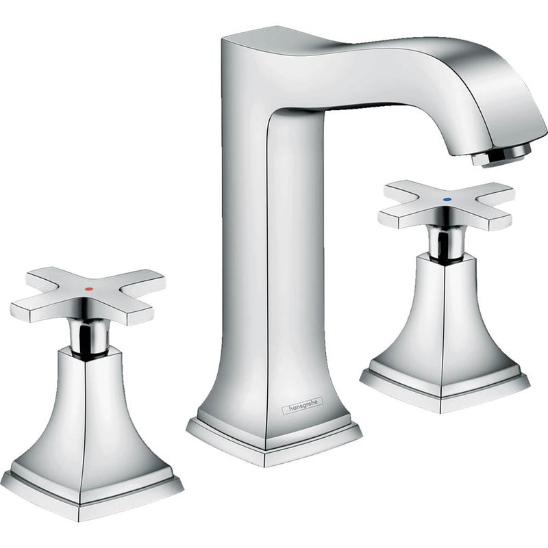 Hansgrohe Metropol Classic Widespread Faucet 160 with Cross Handles and Pop-Up Drain, 1.2 GPM