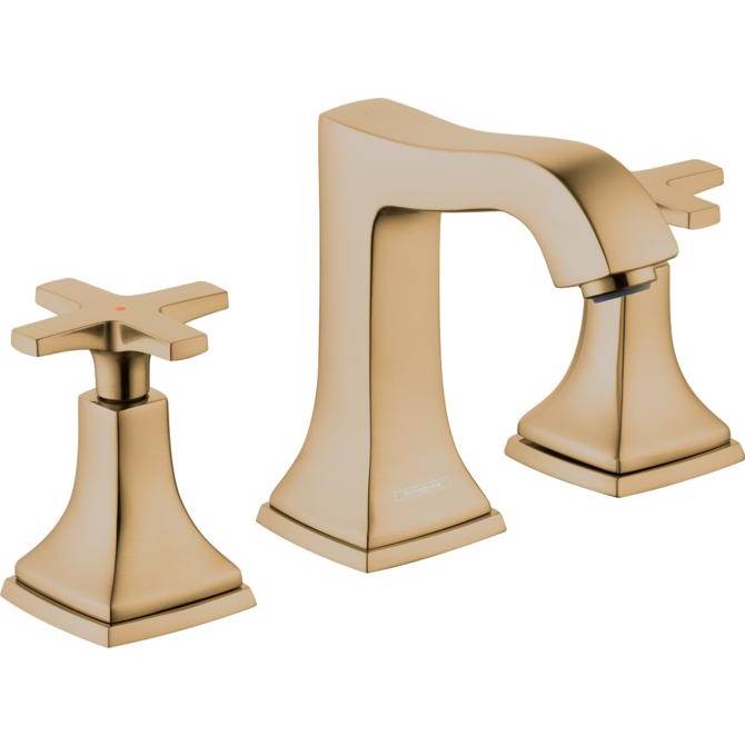 Hansgrohe Metropol Classic Widespread Faucet 110 with Cross Handles and Pop-Up Drain, 1.2 GPM