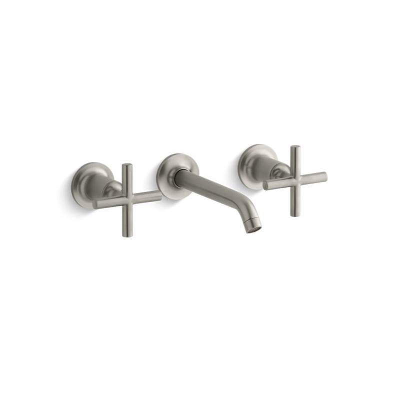 Kohler Purist® Widespread wall-mount bathroom sink faucet trim with 6-1/4'' spout and cross handles, requires valve