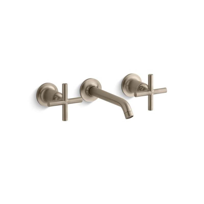Kohler Purist® Widespread wall-mount bathroom sink faucet trim with 6-1/4'' spout and cross handles, requires valve