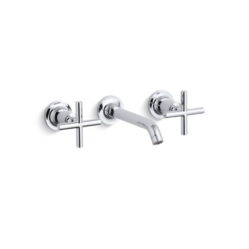 Kohler Purist® Widespread wall-mount bathroom sink faucet trim with 6-1/4'' spout and cross handles, requires valve