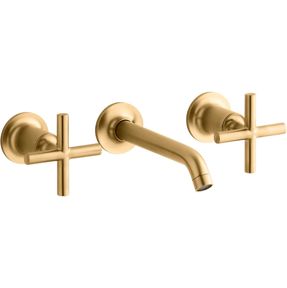 Kohler Purist® Widespread wall-mount bathroom sink faucet trim with 6-1/4'' spout and cross handles, requires valve