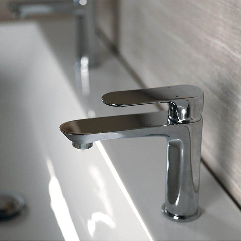 Lacava Deck-mount single hole faucet with lever handle. Water flow rate: 1.2GPM pressure compensating aerator. H: 6 1/2'', SPOUT: 5''