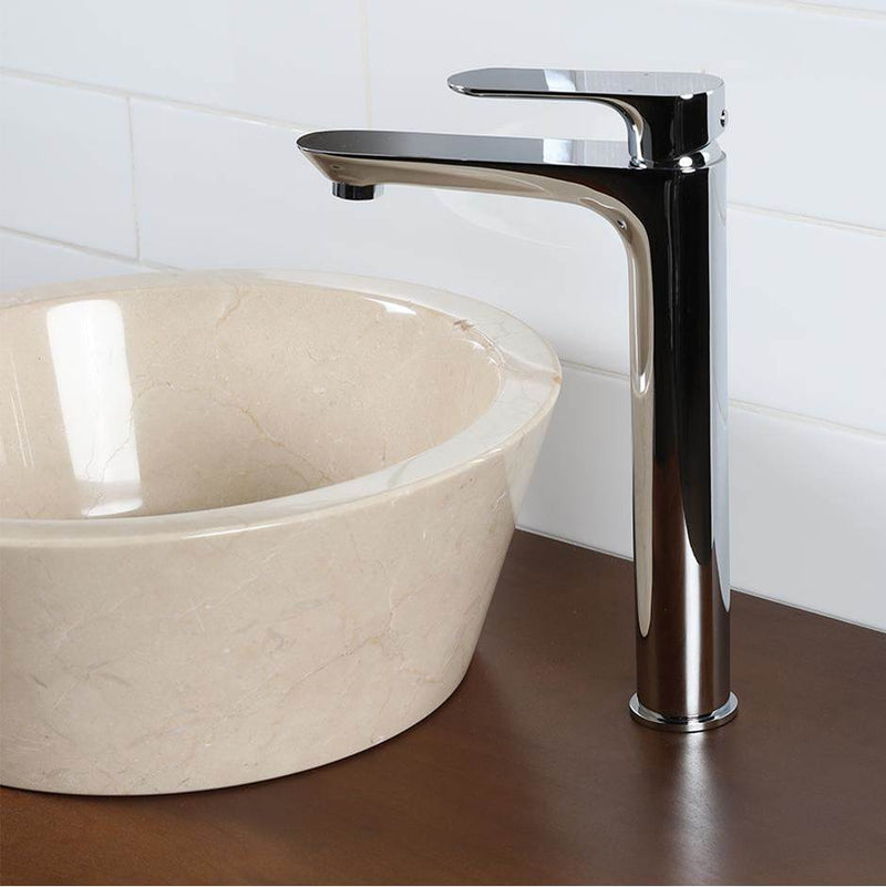 Lacava Deck-mount single hole faucet with lever handle. Water flow rate: 1.2GPM pressure compensating aerator. H: 11 5/8'', SPOUT: 5 7/8''.