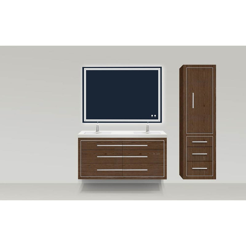 20''W Villa Linen Cabinet, Brandy. Wall Hung, Right Hinged Door. Brushed, Nickel Handles (X4)/Inlay, 20'' X 18'' X 71''