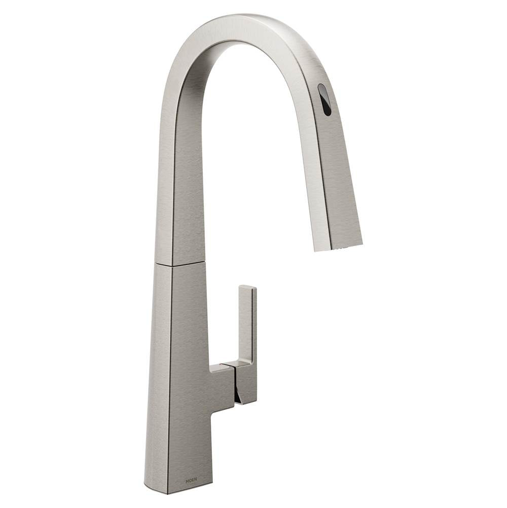 Moen Nio Motion Control Smart Kitchen Faucet In Matte Black - One Handle High Arc Pulldown