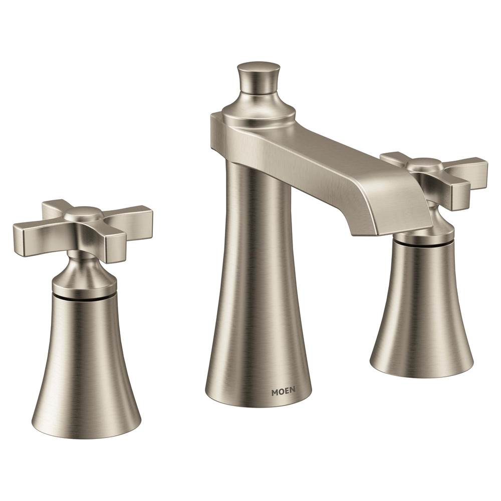 Moen Flara 8 in. Widespread 2-Handle High-Arc Bathroom Faucet Trim Kit in Chrome (Valve Sold Separately)