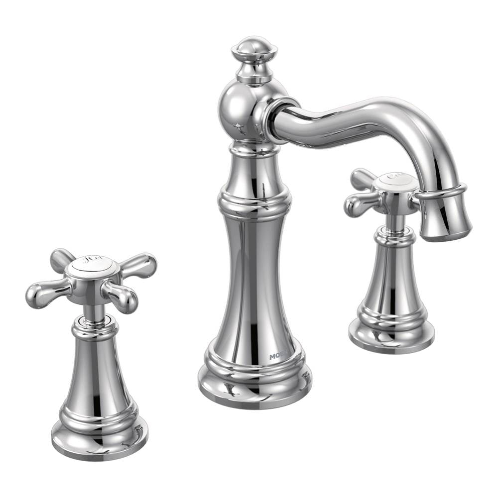 Moen Weymouth 8 in. Widespread 2-Handle High-Arc Bathroom Faucet Trim Kit in Chrome (Valve Sold Separately)