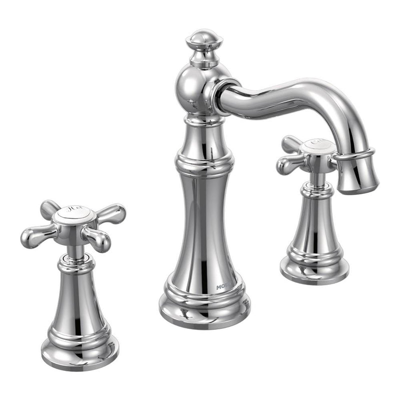 Moen Weymouth 8 in. Widespread 2-Handle High-Arc Bathroom Faucet Trim Kit in Chrome (Valve Sold Separately)