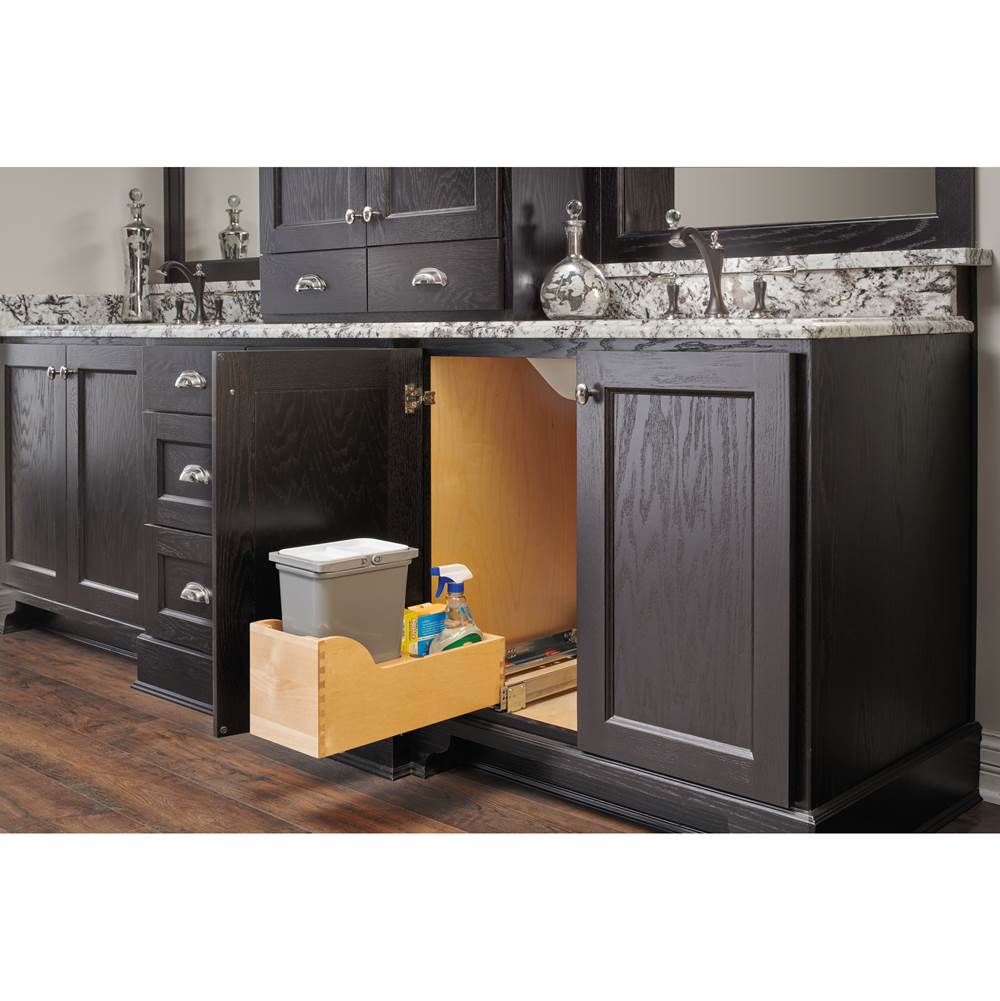 Rev-A-Shelf Wood Vanity Cabinet Pull Out Trash/Waste Container w/Soft Close