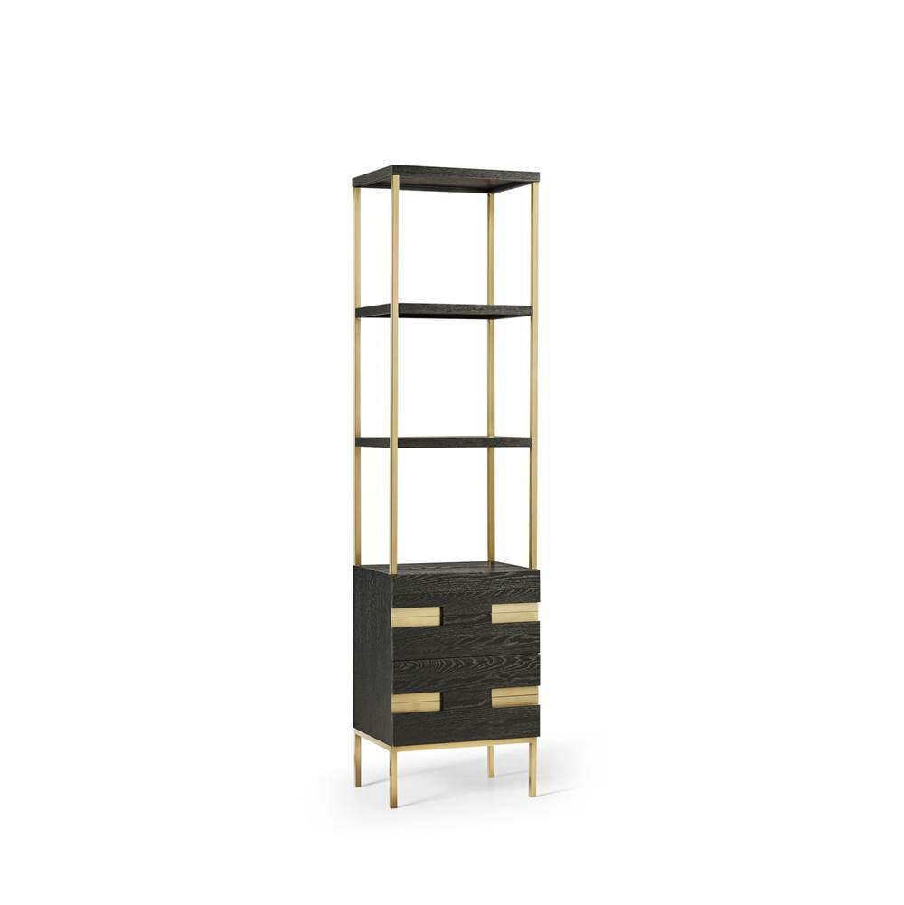 Robern Sendai 20'' X 80'' X 16'' Linen Cabinet In Matte Black Oak With Aged Brass Finish