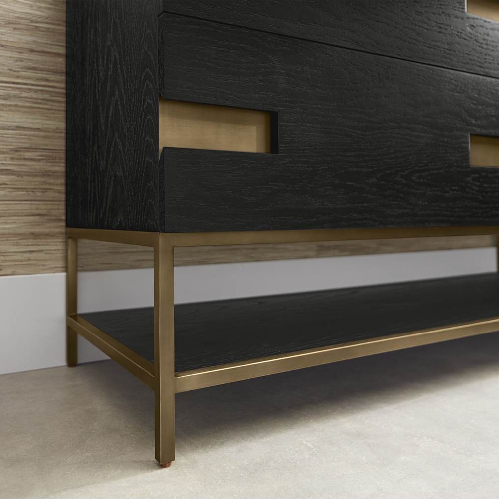 Robern Sendai 20'' X 80'' X 16'' Linen Cabinet In Matte Black Oak With Aged Brass Finish