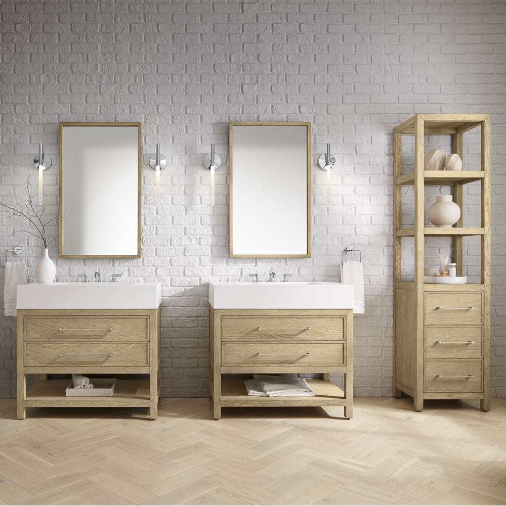 Robern Skaarsgard 20'' X 80'' X 16'' Linen Cabinet In Rustic Oak With Brushed Pewter Hardware