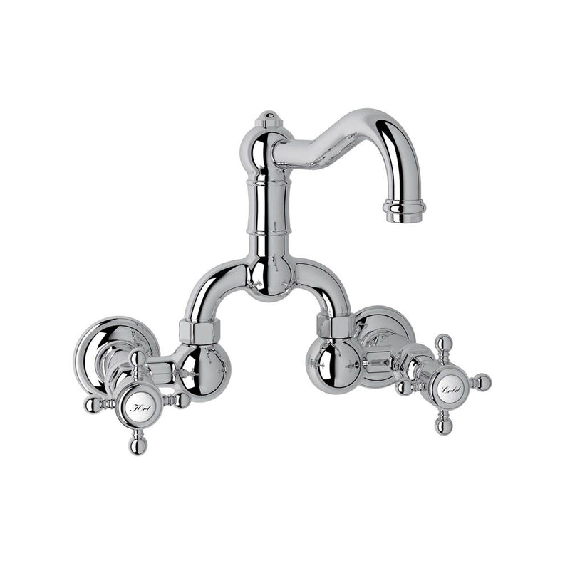 Rohl Acqui® Wall Mount Bridge Lavatory Faucet With Column Spout