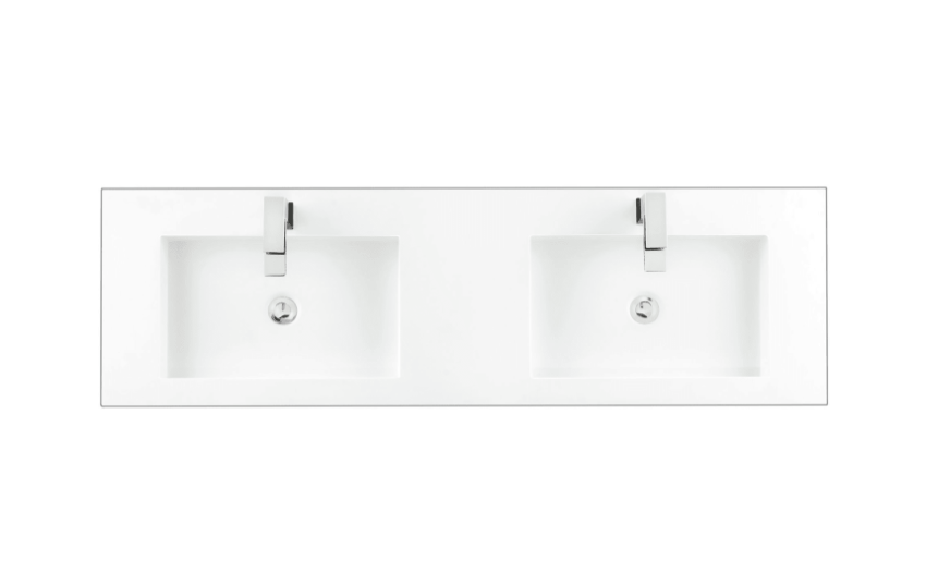 James Martin Vanities 59" Stone Composite Vanity Top with 2 Integrated Stone Composite Sinks and 1 Faucet Hole