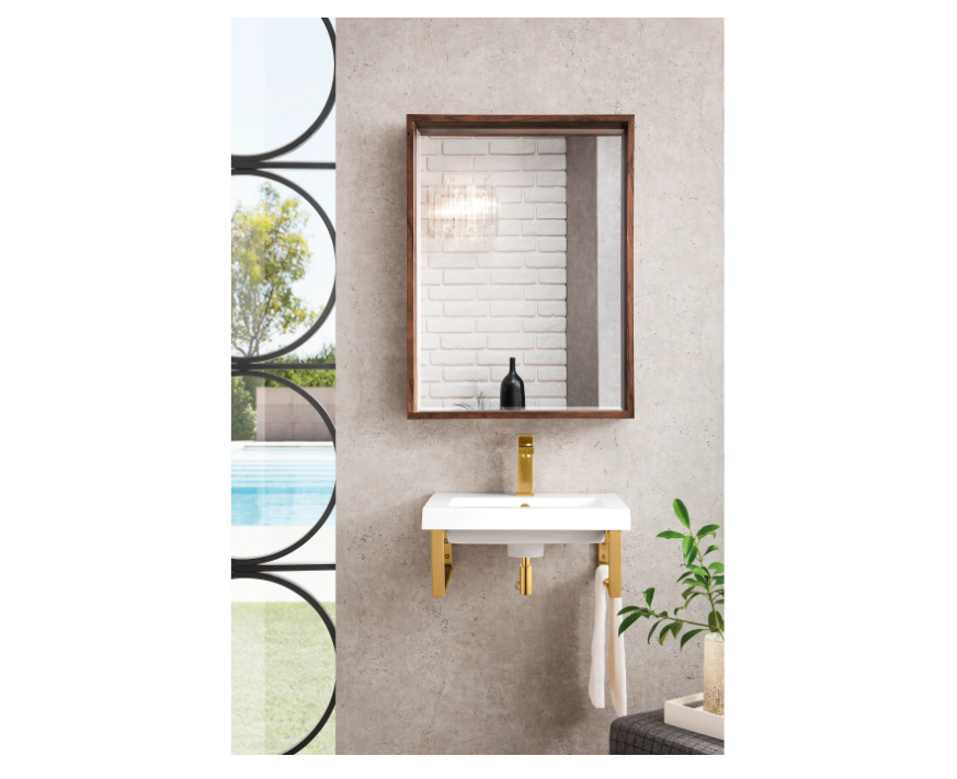 James Martin Vanities Boston 19-5/8" Rectangular Porcelain Console Bathroom Sink with Overflow and Single Faucet Hole