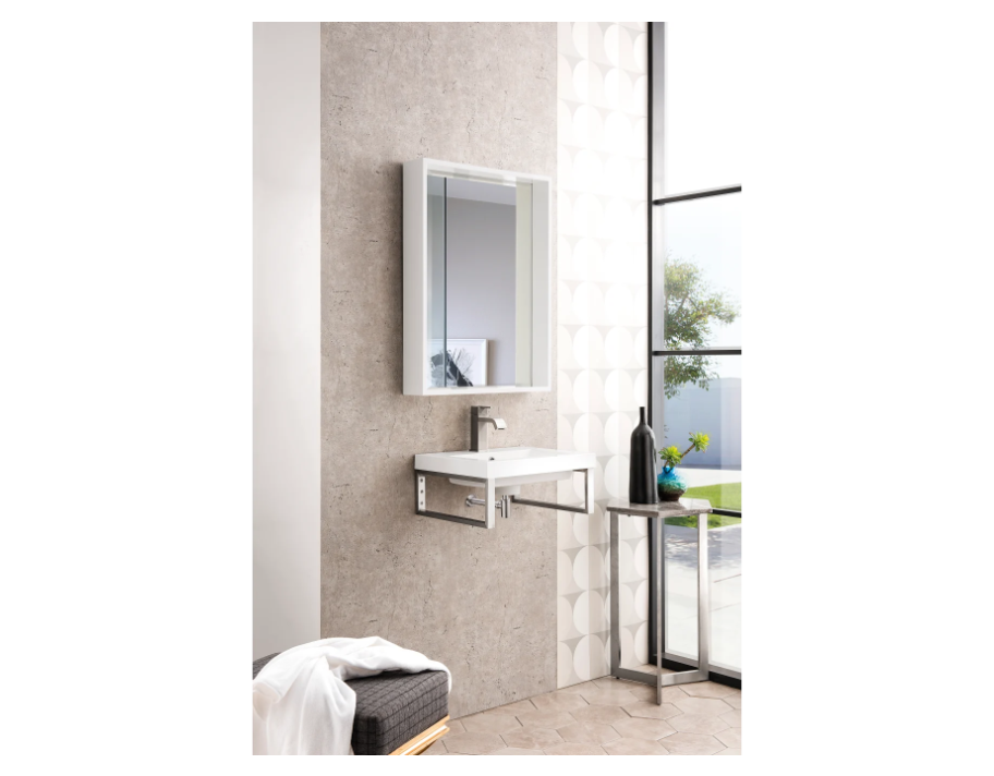 James Martin Vanities Boston 19-5/8" Rectangular Porcelain Console Bathroom Sink with Overflow and Single Faucet Hole