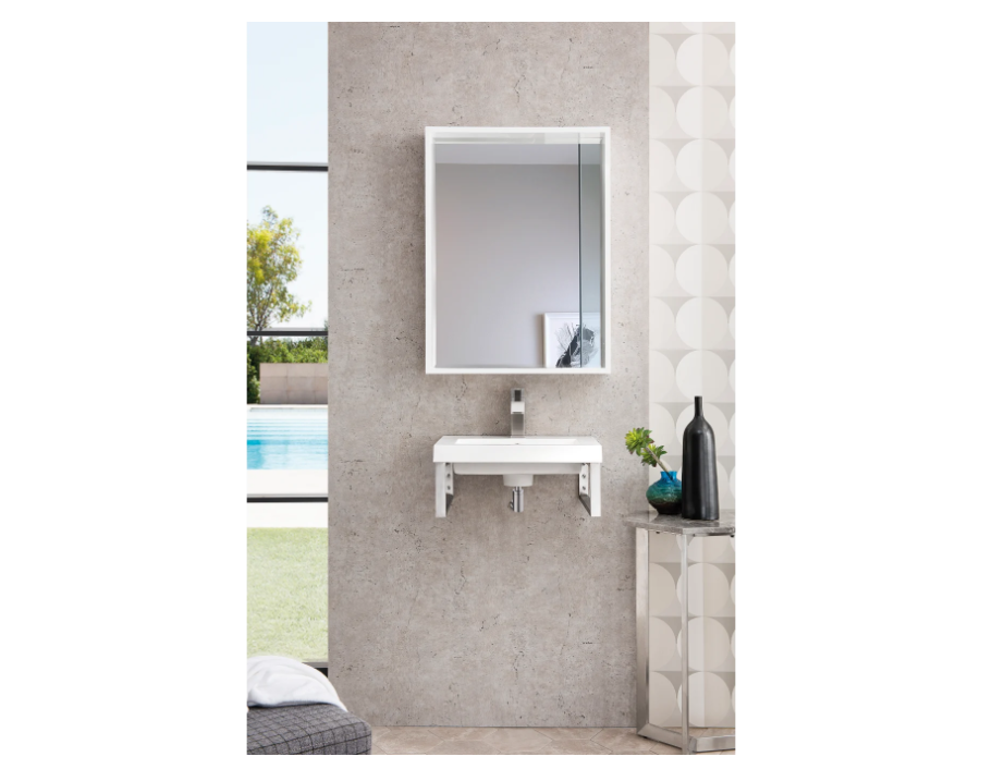 James Martin Vanities Boston 19-5/8" Rectangular Porcelain Console Bathroom Sink with Overflow and Single Faucet Hole