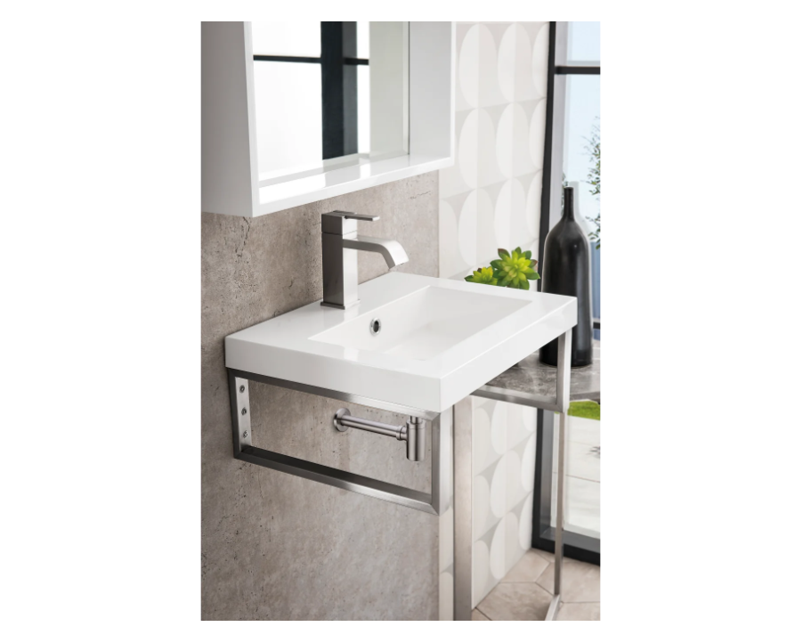 James Martin Vanities Boston 19-5/8" Rectangular Porcelain Console Bathroom Sink with Overflow and Single Faucet Hole