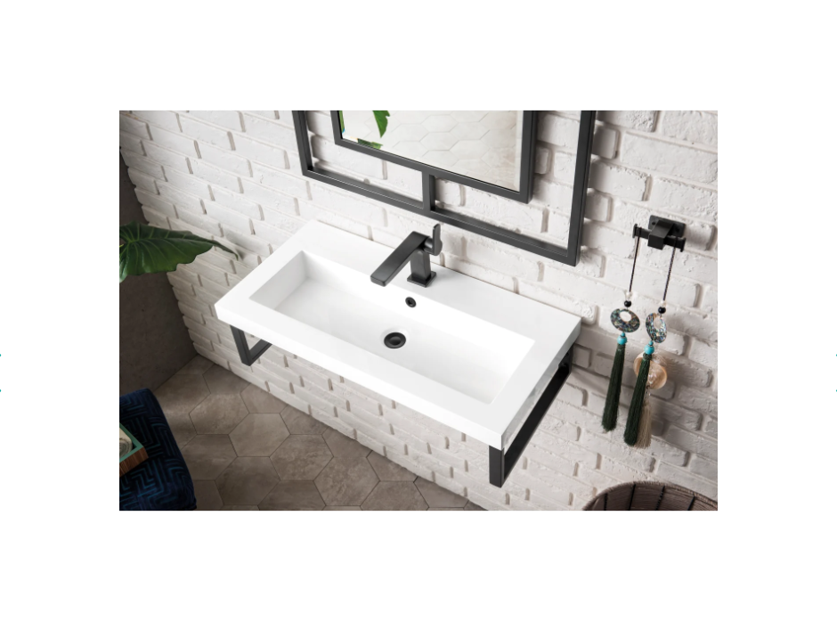 James Martin Vanities Boston 31-1/2" Rectangular Porcelain Console Bathroom Sink with Overflow and Single Faucet Hole