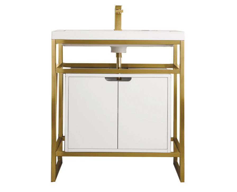 James Martin Vanities Boston 31-1/2" Rectangular Porcelain Console Bathroom Sink with Overflow and Single Faucet Hole