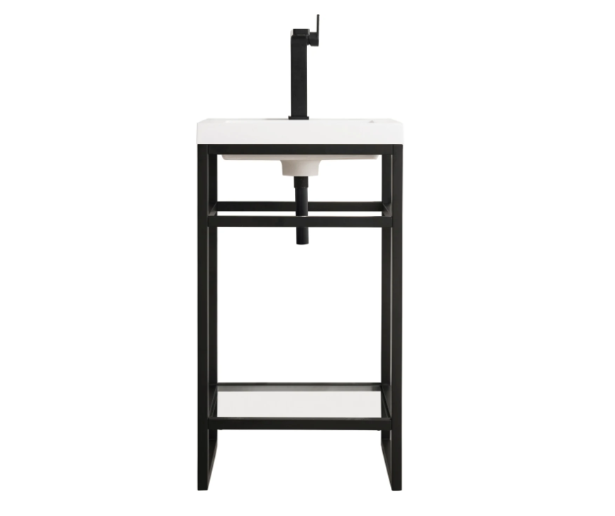 James Martin Vanities Boston 19-5/8" Rectangular Stone Composite Console Bathroom Sink with Overflow and Single Faucet Hole