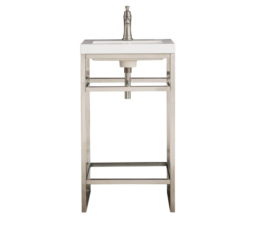 James Martin Vanities Boston 19-5/8" Rectangular Stone Composite Console Bathroom Sink with Overflow and Single Faucet Hole