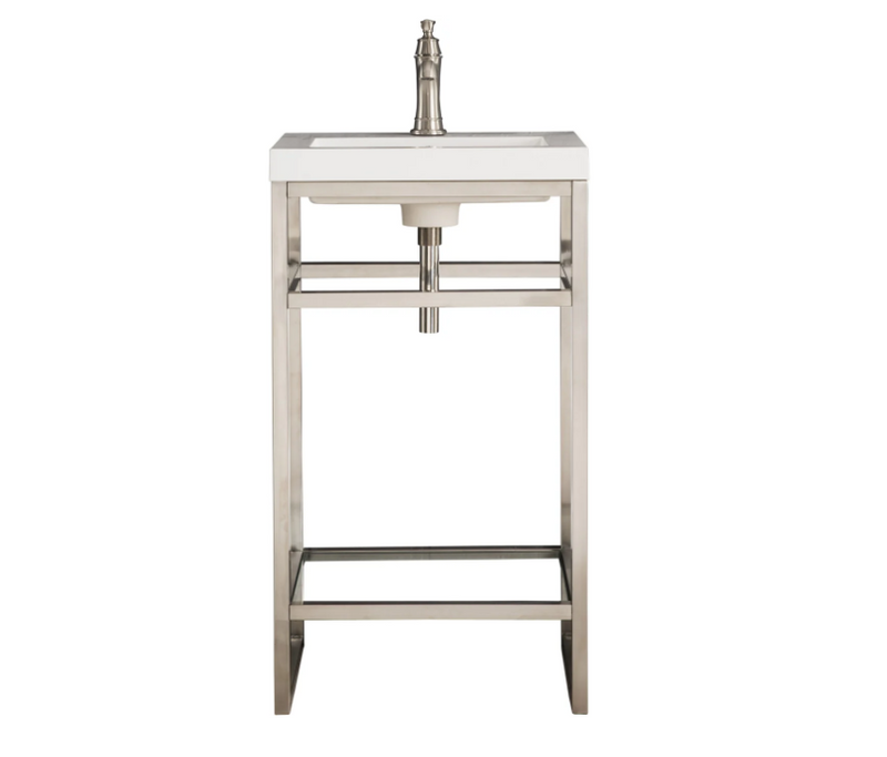 James Martin Vanities Boston 19-5/8" Rectangular Stone Composite Console Bathroom Sink with Overflow and Single Faucet Hole