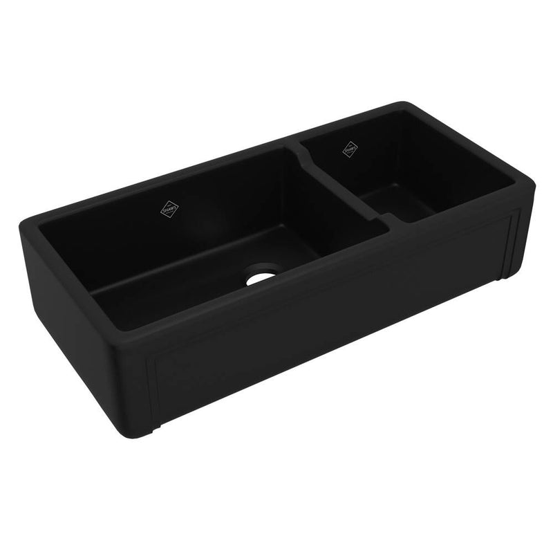 Rohl Egerton™ 40'' Double Bowl Farmhouse Apron Front Fireclay Kitchen Sink