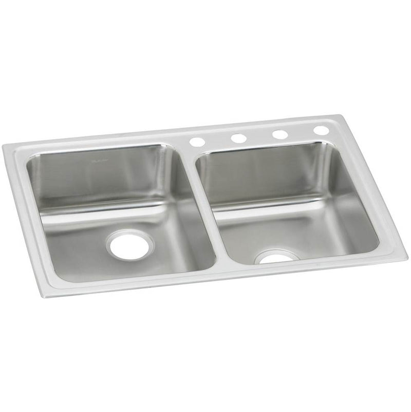 Elkay Lustertone Classic Stainless Steel 33'' x 22'' x 6-1/2'', Offset Double Bowl Drop-in ADA Sink