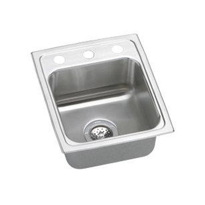 Elkay Lustertone Classic Stainless Steel 15'' x 17-1/2'' x 7-5/8'', Single Bowl Drop-in Bar Sink with Quick-clip