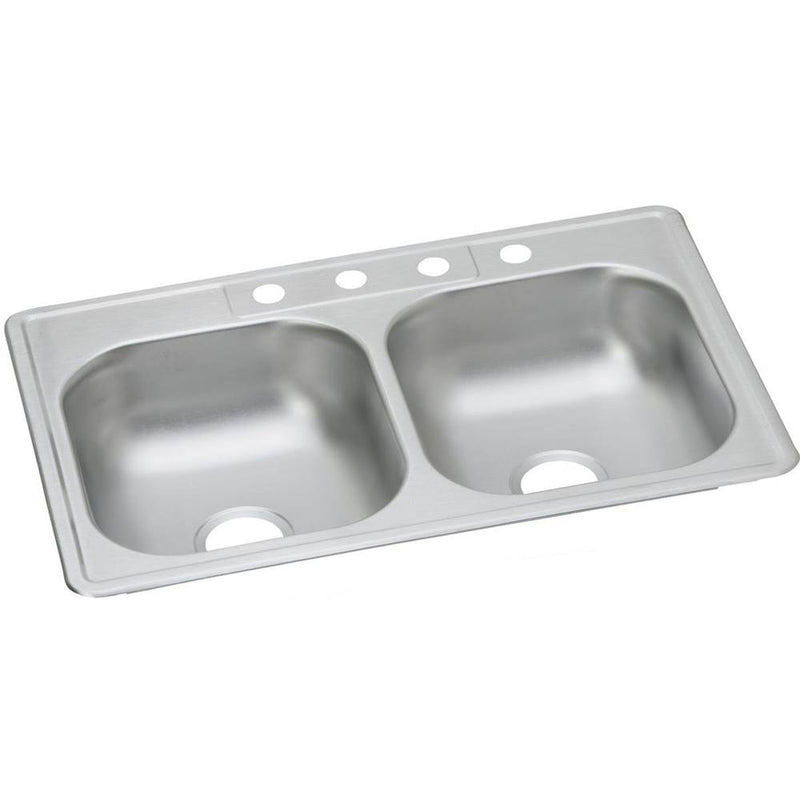 Elkay Dayton Stainless Steel 33'' x 21-1/4'' x 6-9/16'', Equal Double Bowl Drop-in Sink
