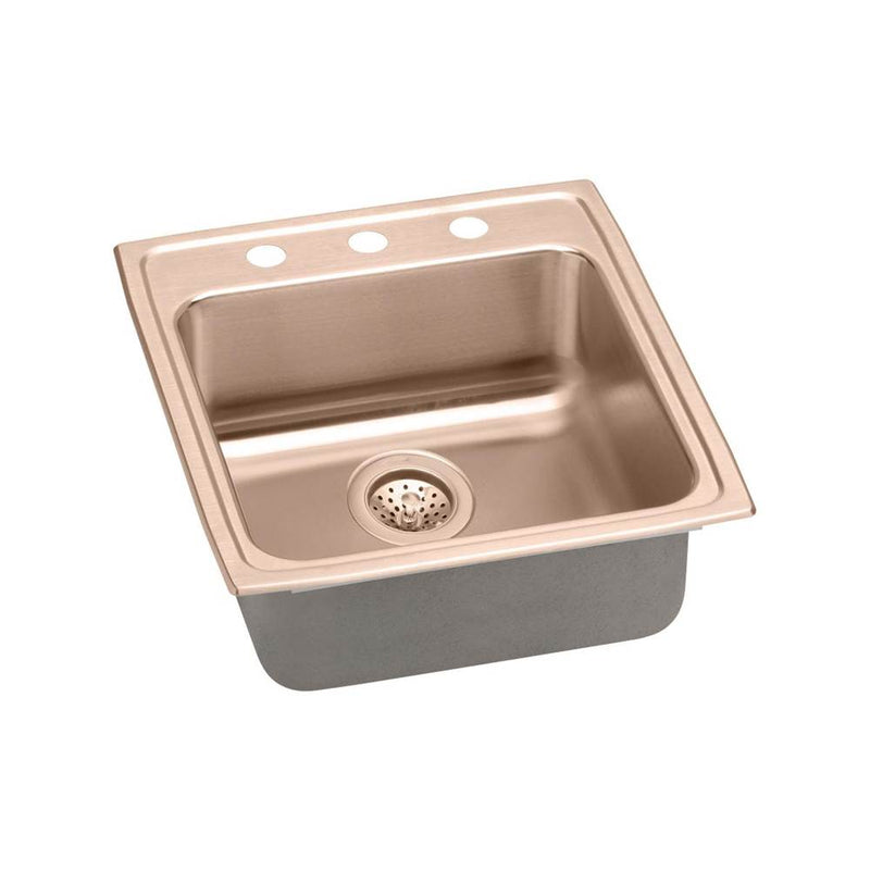 Elkay CuVerro Antimicrobial Copper 19-1/2'' x 22'' x 6-1/2'', Single Bowl Drop-in ADA Sink